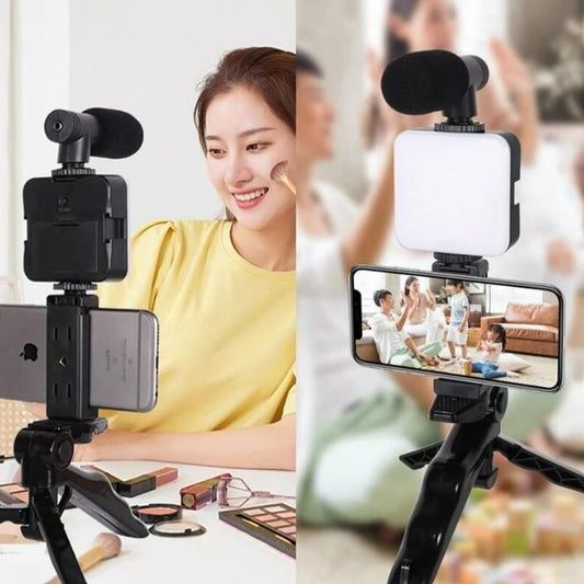 Video Vlogger Kit - Microphone, LED Fill Light, Tripod for Phone (Video kit)